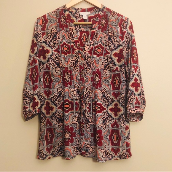 Charter Club Tops - Boho Paisley Button Down Blouse